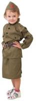 Костюм военного Солдаточка, гимнастёрка, ремень, пилотка, юбка на резинке, 8-10 лет, рост 140-152