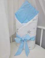 Конверт-одеяло на выписку "Звезды+голубой", демисезон 90х90см