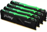 Оперативная память Kingston DDR4 64Gb (4x16Gb) 3600 MHz pc-28800 FURY Beast Black RGB (KF436C18BBAK4/64)