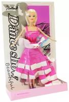 Большая кукла в вечернем платье 29 см (Розовое с белыми вставками платье)
