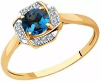 Кольцо Diamant online, золото, 585 проба, топаз, фианит