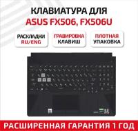 Верхняя панель с клавиатурой (топ-панель, топкейс) для ноутбука Asus FX506, FX506U, черная с подсветкой