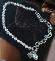 The Minimalist Колье цепь с жемчугом женское на шею, украшение ожерелье из натуральных камней, винтажное украшение амулет "Изобилие", в подарок
