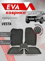 Пресс-форма Ева ковры Лада Веста 3Д (Ева Коврики LADA Vesta 3D) серый кант