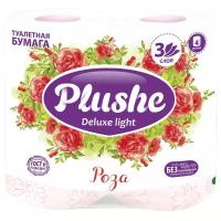 Туалетная бумага Plushe Deluxe Light Роза белая трёхслойная