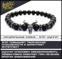 Браслет-нить HUSTLEHARD, шунгит, размер 19 см, размер M, черный