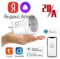 Умная розетка WIFI с голосовым управлением Яндекс Алиса, 20А с функцией мониторинга энергии