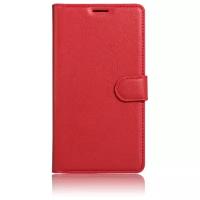 Чехол-книжка MyPads для Leagoo Shark 1 из качественной импортной кожи с подставкой застжкой и визитницей красный