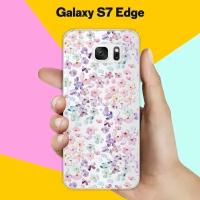 Силиконовый чехол на Samsung Galaxy S7 Edge Розовые цветы / для Самсунг Галакси С7 Едж