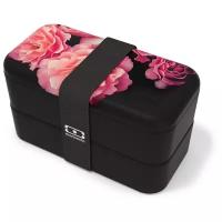 Monbento Ланч-бокс Original, 9.4x18.5 см, flower/mood black