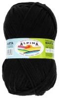 Пряжа для вязания крючком, спицами Alpina Альпина MARTA классическая толстая, акрил 100%, цвет №002 Черный, 120 м, 5 шт по 100 г