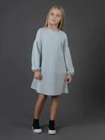 Детское платье для девочки из футера, серое PRETTY CHOICE, размер 122