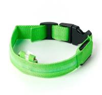 Ошейник светящийся светодиодный для собак, usb зарядка в комплекте, цвет: зеленый, L