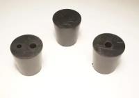 Пробки черные резиновые конусные №29, 3 шт (с разными отверстиями и без отверстий)