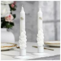Набор свадебных свечей в коробке "Романтика с кольцами", белый, родительская пара 2453423