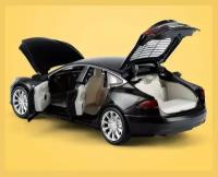 Модель автомобиля Tesla model S - Масштаб 1/32 (Металлический корпус. Резиновые колеса. Свет. Открываются все двери, капот, багажник. Инерционный механизм)