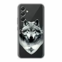 Полупрозрачный дизайнерский силиконовый чехол для Гэлакси А54 5Ж / Samsung Galaxy A54 5G Волк