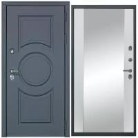 Дверь входная металлическая DIVA ДХ-30 Зеркало 2050x860 Правая Серый софт - Д15 Белый софт, тепло-шумоизоляция, антикоррозийная защита для квартиры