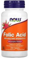 NOW Foods Folic Acid with Vitamin B-12 800 mcg 250 таблеток