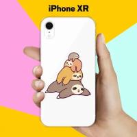 Силиконовый чехол на Apple iPhone XR 3 ленивца / для Эпл Айфон Икс Р