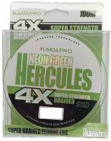 KAIDA Плетеный шнур HERCULES 4X neon green PX401-14 100м 0,14мм