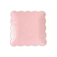 Тарелка фарфоровая квадратная Доляна «Сьюзен», 20×20 см, цвет розовый