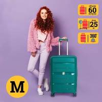 Чемодан M облегченный из полипропилена Supra Luggage STS-2004-M,Marine Green, замок TSA, 60 литров, 4 колеса с поворотом на 360 градусов, 44X27X67 см