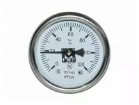 Термометр биметаллический 0-120 *C (d-63мм, на трубу d-40-60мм, фиксация скобой) 1051108