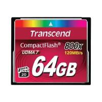 Карта памяти Transcend Compact Flash 64 ГБ, R/W 120/40 МБ/с, 1 шт., черный