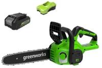 Пила цепная GREENWORKS G24CS25K2, 24V, 25см