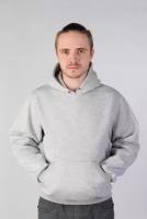 Магазин Толстовок - Grey Hoodie Man Classic Мужская серая толстовка худи классическая 320гр/м.кв (серый меланж), 2XL-54-Unisex-(Мужской)