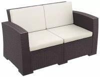 Двухместный пластиковый плетеный диван с подушками Siesta Contract Monaco Lounge, коричневый