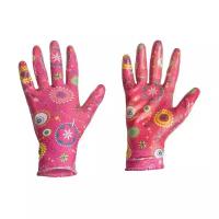 Перчатки хозяйственные нейлоновые с нитриловым покрытием, цвет: розовый (арт. LNL189 S)