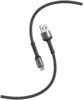 Кабель для зарядки и передачи данных S26 MicroUSB черн./сер, 3 А, QC, нейл,1м, Smartbuy (iK-12-S26bg)