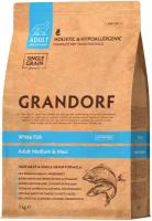 GRANDORF SINGLE GRAIN DOG ADULT MEDIUM & MAXI WHITE FISH низкозерновой для взрослых собак средних и крупных пород с белой рыбой (3 кг)