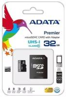 Карта памяти Micro SDHC 32Gb Class 10 A-Data UHS-I AUSDH32GUICL10-RA1 + адаптер SD