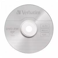 Носители информации DVD-RW, 4x, Verbatim Serl Matt Silver, Jewel/5, 43285