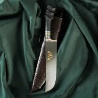 Шафран Нож Пчак Шархон "Рог сайгака" - пластик, сухма, гарда олово, гравировка, 15 см