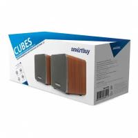 Акустическая система 2.0 SmartBuy CUBES, супер звук, дерево, 6Вт, коричневая