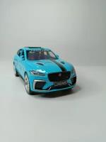 Коллекционная машинка игрушка металлическая JAGUAR F-PACE TROPHY для мальчиков масштабная модель 1:24 голубая