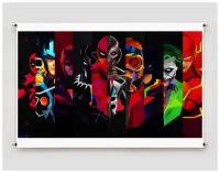 Постер плакат для интерьера "Комиксы: Герои Марвел и DC"/ Декор дома, офиса. A3 (297 x 420 мм)