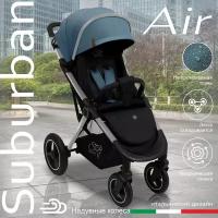 Всесезонная прогулочная коляска с надувными колесами Sweet Baby Suburban Compatto Silver Dark Green (Air)