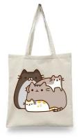 Сумка-шоппер СувенирShop Персонаж "Pusheen Cat / Кот Пушин" Бежевая