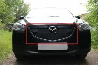 Защитная сетка радиатора верх черная Mazda CX-5 (2015-2017) рестайлинг с парктроником / съемная решетка на бампер Мазда СХ 5