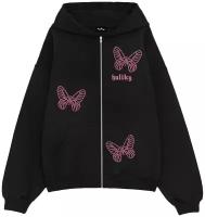 Худи мужское V2 Swarovski Pink Butterflies Zip Hooodie