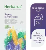 Чай травяной Herbarus Заряд витаминов в пакетиках, мята, апельсин, 24 пак