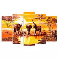 Модульная картина на холсте "Слоны" 90x57 см