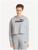 Толстовка, PUMA ESS Cropped Logo Hoodie TR, Женская, размер M; Light Gray Heather