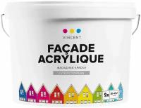 VINCENT FACADE ACRYLIQUE F 2 краска фасадная, суперстойкая, база А (2,25л)