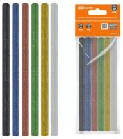Клеевые стержни универсальные цветные с блестками, 7 мм x 100 мм, набор 6 шт, "Алмаз" TDM